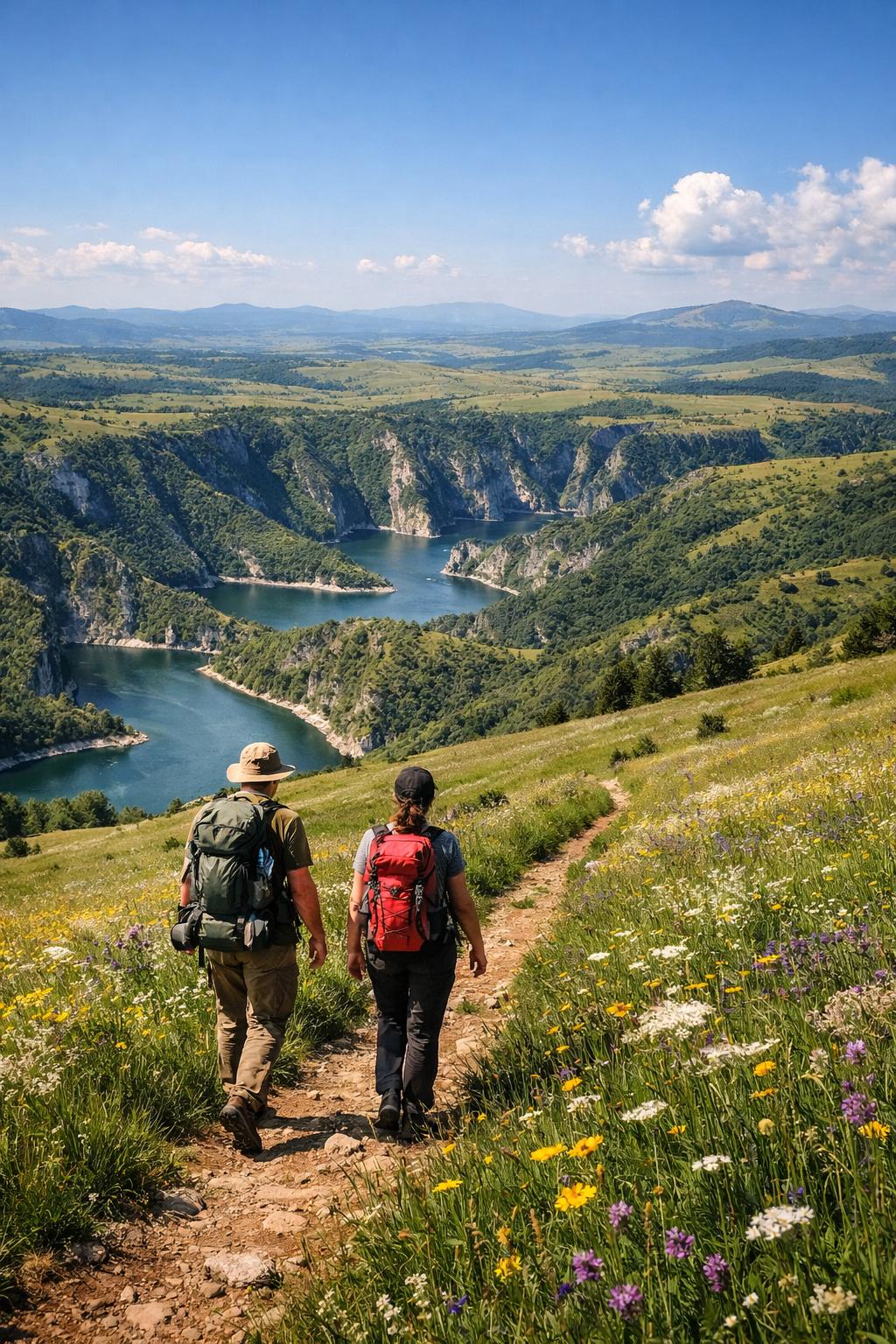 Planinarenje iznad kanjona Uvac prema vidikovcu Molitva tokom aktivnog odmora na Uvcu